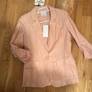 NWT Lush Linen Blazer. Blush Pink. Small. Unlined. Cinched sleeves. Nordstrom